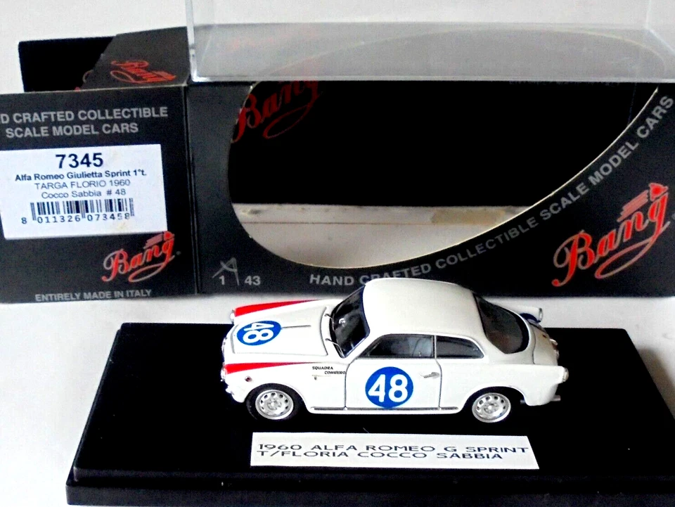 Alfa Romeo Giulietta Sprint 1 t Targa Florio 1960 Bang 1/43 Diecast Modelo 7345 Foto 1 de 3