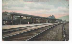 L. V. RAILROAD STATION, TOWANDA, PENNSYLVANIA, Antique Postcard (Postmarked 1909 - Picture 1 of 2