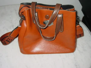 Harley Davidson Brown Leather Handle Zippered Tote Handbag Purse - Picture 1 of 10