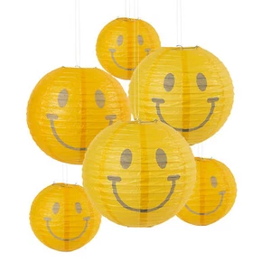Fun Express 8" - 16" Groovy Smiley Face Hanging Paper Lanterns - 6 Pc. - Picture 1 of 3