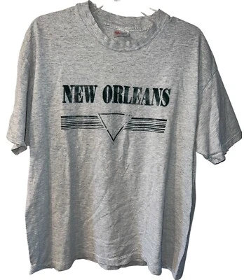 Camiseta New Orleans Para Hombre Talla XL Puntada Única Años 90 Gris Suave Envejecido Grunge y2k Foto 1 de 4