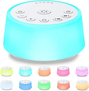 Color Noise Sound Machines with 10 Colors Night Light 25 Soothing Sounds and Sle - Picture 1 of 25