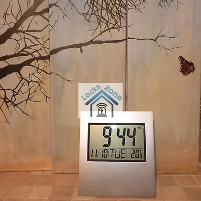  Nice Large LCD Digital Silver Clock Alarm Calender Temperature Office Desk Wall - Image 1 of 4
