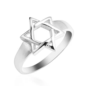 Star of David Sterling Silver Promise Band Faith Symbol Ring - Picture 1 of 5