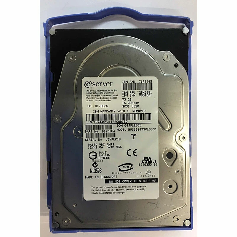 0B20164 - IBM 73GB 15K RPM SCSI 3.5" HDD U320 68 pin w/ tray - Image 1 of 1