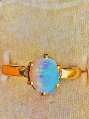 18ct Gold Natural Opal Ring Art Deco c1921 Size O.5 R311 - Image 1 of 4