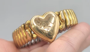 Vintage Sweet Heart Bracelet Expanding Gold Filled Signed Bigney - Picture 1 of 15