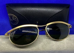Original 1990's B&L Ray-Ban W2568 Harley Gold Clad Predator Sunglasses & case - Picture 1 of 8