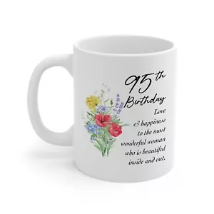 Taza de cumpleaños 95 para ella - Regalos de cumpleaños de 95 años para mujer Flor Est 1930 - Imagen 1 de 2