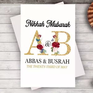 Nikkah Mubarak Personalised Card Nikah Nikkah Muslim Wedding Islam Couple Cards - Picture 1 of 9