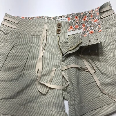 Pantalones Cortos Banana Republic Mujer Talla 6 Blanco Verde Doble Cordón Puños Foto 1 de 4