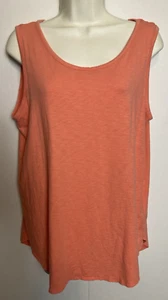 🥰   MAX STUDIO Woman Sleeveless Top L Scoop Neck ~Orange~Keyhole back - Picture 1 of 6