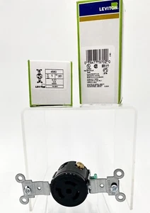 Leviton #4560, Presa singola 15A-250V chiusura a terra nera nuova con scatola - Foto 1 di 7