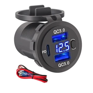 Dual USB+PD3.0 Car Charger LED Digital Voltmeter For SUV Truck Boat Motorcycle - Picture 1 of 12