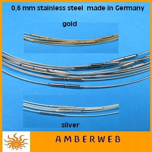 Edelstahl Halsreif 0,6 mm,Draht Collier Bayonett: nur 1,3mm Juwelierqualität !!! - Bild 1 von 1