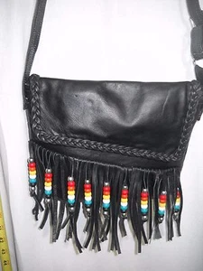 Nuevo bolso de cuero negro con cuentas - Imagen 1 de 8