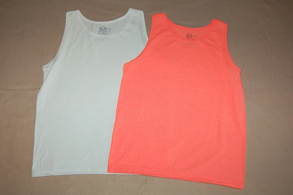 Boys 2 LOT TANK TOP Solid Color ORANGE & WHITE Size S 6-7 M 8 L 10-12 - Image 1 of 1