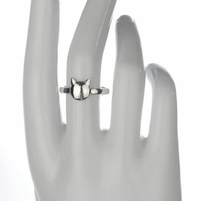 Solid 925 Sterling Silver Adorable Cat Ring With Paws On Band, Size 6, 7, 8 & 9 - Image 1 of 4