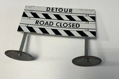 Structo DETOUR ROAD CLOSED Toy TIN METAL CONSTRUCTION SIGN 1950s - Image 1 of 4