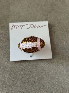 NWT Women’s BETSEY JOHNSON Crystal Pink Enamel Football Shaped Cocktail Ring - Picture 1 of 9