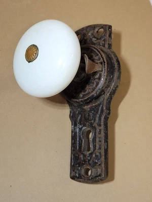 吉尔伯特瓷门把手闩锁专利 1876 年 5 月 30 日维多利亚时代古董门 — 第 1/4 张图片