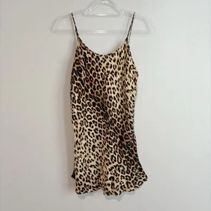 Natural Reflections Silk Leopard Animal Print Slip Dress Tank Brown Size XL - Bild 1 von 6