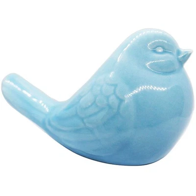 Nueva Estatuilla Pájaro Azul, Cerámica Gordito Pájaro Figura Casa Animal Pájaro Estatua... Foto 1 de 4