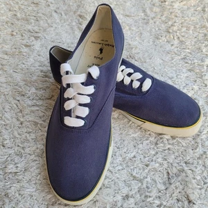 POLO Ralph Lauren Navy Canvas Lace Up Sneakers Shoes Men's 11 D Preppy Sailing - Picture 1 of 10