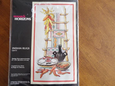 VTG Monarch Horizons Indian Rugs Cross Stitch Roger Reinardy Native American USA - Image 1 of 4