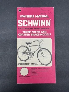 Vintage Schwinn Owner’s Manual 1976-77 Lightweight Middleweight 3-Speed Coaster - Bild 1 von 4
