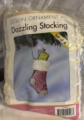 Sonnenaufgang Weihnachten Pailletten Ornament Kit Schillernde Strümpfe 4er Set. 2” X 6” DIY - Bild 1 von 4