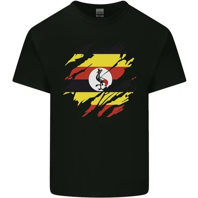 Torn Uganda Flag Ugandan Day Football Kids T-Shirt Childrens - Image 1 of 4