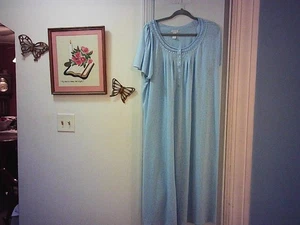 Adonna - Blue w/floral Scoop Neck Short Sleeve Long Sleep Gown - Size XXL - Picture 1 of 8