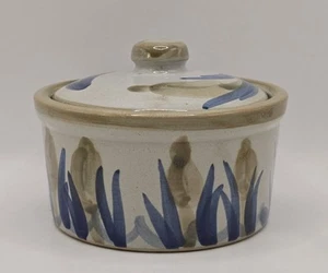 Vintage Louisville Stoneware Crock w/ Lid Hand Painted 4" Tall 5.25" Wide - Picture 1 of 9