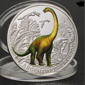 Beautiful Dinosaur Dragon Coin Non-Magnetic 2021 Austria Silver Plated Commemora - Picture 1 of 5
