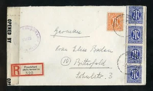BIZONE Nr.9 (4) VERZÄHNT u.a. R-ZENSUR-BRIEF FRANKFURT 1946 !!! (962727) - Picture 1 of 2