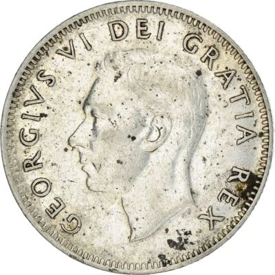 Canada 25 Cents Coin | King George VI | Reindeer | 1948 - 1952 - Image 1 of 4