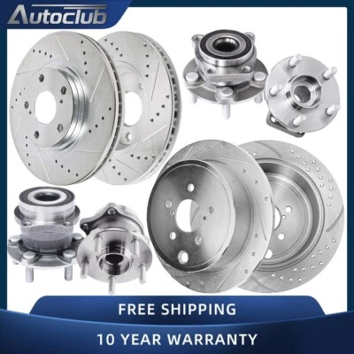 Front Rear Wheel Hub Bearings Brake Drilled Rotors for Subaru Forester Impreza - Изображение 1 из 4