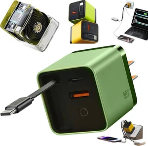 3 in 1 GaN Charger,Scalable 80W Max Fast Charging with Type-C Cable &2 USB Ports - Photo 1 sur 22