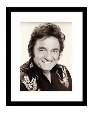 Johnny Cash 8x10 photo print man in black portrait - Image 1 of 2