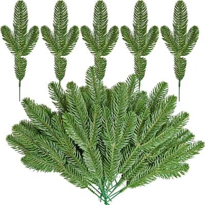60pcs Artificial Pine Branches Faux Leaves Picks for Christmas Decor DIY Wrea... - Picture 1 of 6