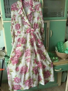 Original vintage década de 1950 ""Housecoat"" hecho a mano, delicado, clásico, Rockabilly 12/14. - Imagen 1 de 11