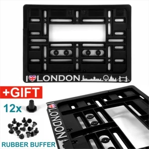 Square trailer number plate holder surround caravan 11x8 Chrome I LOVE LONDON - Picture 1 of 7