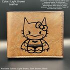 Portefeuille pliant en cuir gravé personnalisé HELLO KITTY BATMAN - choix de couleurs