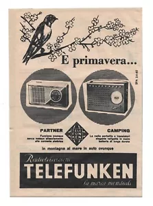 PUBBLICITÀ ADVERTISING WERBUNG ITALIAN CLIPPING 1960 TELEFUNKEN RADIO PARTNER - Bild 1 von 1