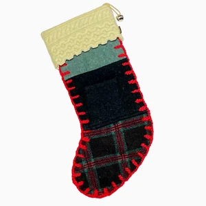 Baabaazuzu Wolle Weihnachtsstrumpf Unisex Decke Nähen Tasche Plaid OOAK - Bild 1 von 12
