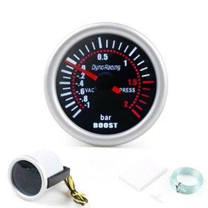 2" 52mm Bar Pointer White LED Turbo Boost Gauge Vacuum Press Meter Somke Tinted - Picture 1 of 8