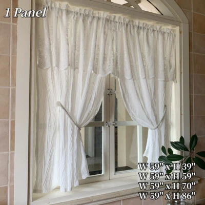 1PC Light Filtering Window Curtain Panel Opaque Balcony Half Drape Eyelets Top - Image 1 of 4