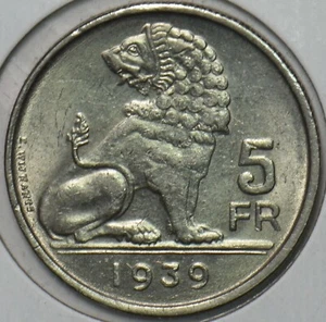 Belgium 1939 5 Francs Lion animal 195929 combine shipping - Picture 1 of 2