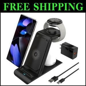 3-in-1 Wireless Charger for Pixel Watch 3/2, Buds & More - Fast Charging Station - Photo 1 sur 9